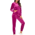 thumbnail image 4 of BLOCLOALO 2 Piece Lounge Set Long Sleeve Pullover Sweatshirts Outfits Setss Loungewear Hoodie and Joggers Sweatpants Sweatsuitss Zip Up Hoodie Plus Size Workout Sets Trendy Lounge Sets Hot Pink S, 4 of 7