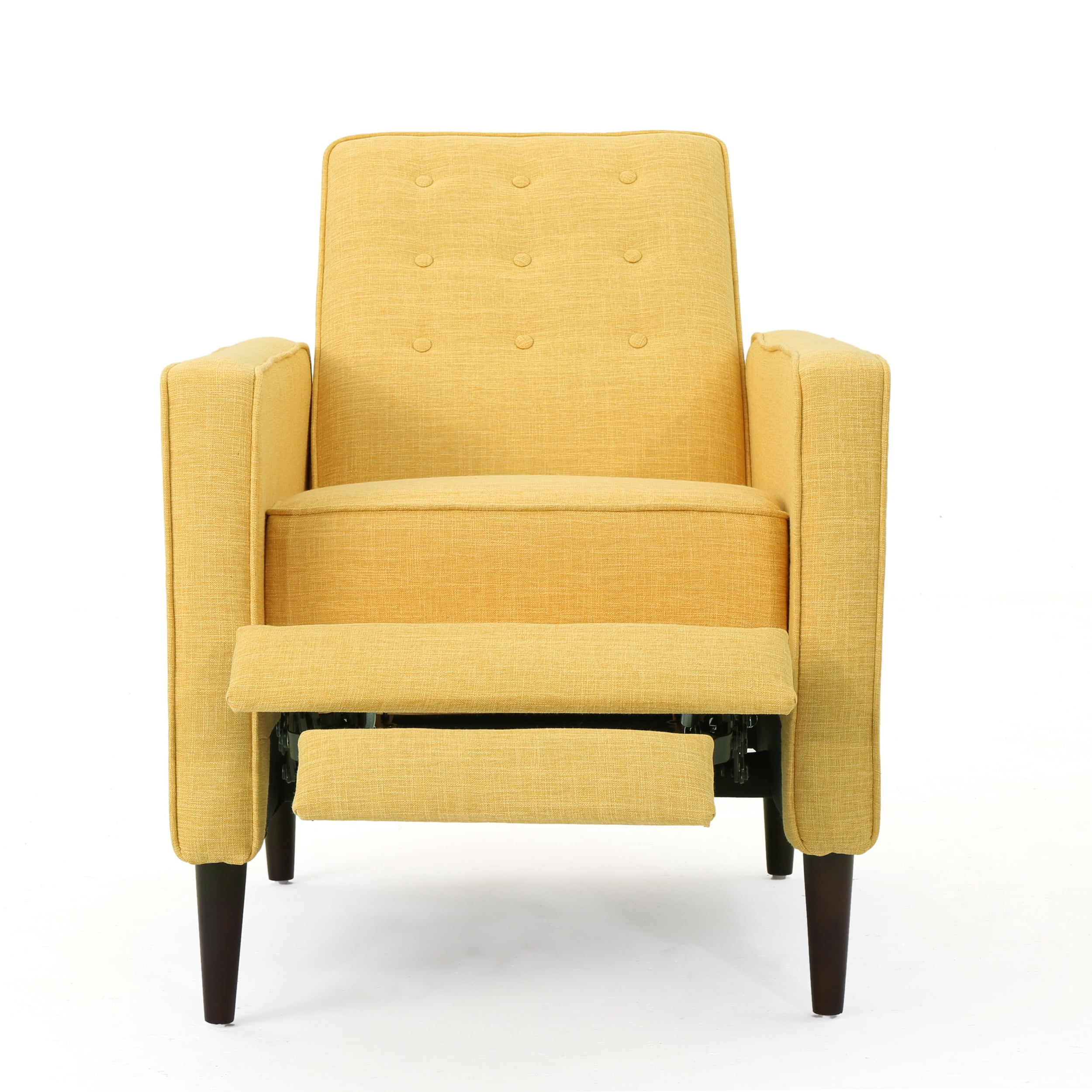 Noble House Mercury Standard Fabric Tufted Recliner, Yellow
