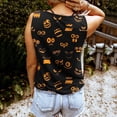 thumbnail image 4 of Blusa sin mangas con cuello en V y estampado de Halloween con botones y sin mangas para mujer Pompotops lopia1000166, 4 of 6