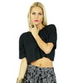 thumbnail image 6 of Bimba Women Black Baggy custom Crop Top Rayon Short Casual Blouse, 6 of 6