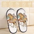 thumbnail image 2 of Bixox Men's Women's Vintage Wild West Cowboy Patterned Plush House Slippers, Memory Foam Slippers, Indoor and Outdoor Warm Plush Bedroom Shoes, Soft Flat Sole, Comfortable and Non-slip, 2 of 5