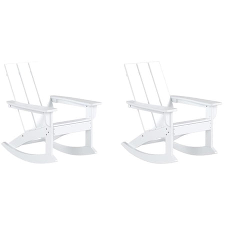 Costaelm Outdoor Rocking Chair Set of 2 HDPE Plastic Adirondack Patio Rocking Chair Set for Porch Poolside & Lawn White