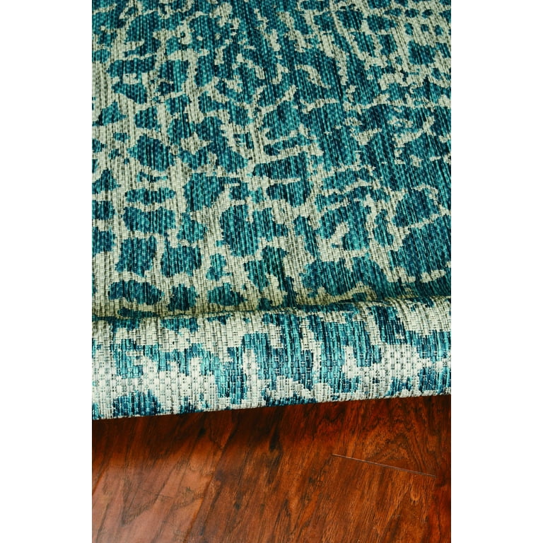 3'X4' Teal Machine Woven Uv Treated Animal Print Indoor Outdoor Accent Rug 3'X4' Teal Machine Woven Uv Treated Animal Print Indoor Outdoor Accent Rug