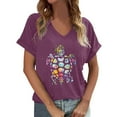 thumbnail image 2 of TrendOFT Women's T-Shirts V Neck Tees Cute Summer Graphic Shirts Vintage Boho Flowers Short Sleeve T Shirt Purple S, 2 of 4