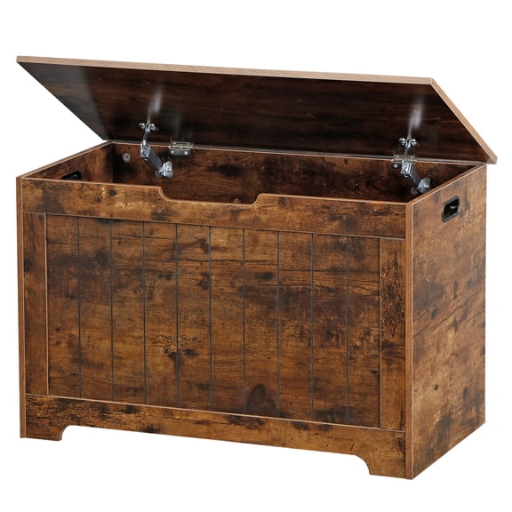 Chest Storage Trunk Wood Bedroom Large Box Blanket Books Shoes Toys Rust Brown