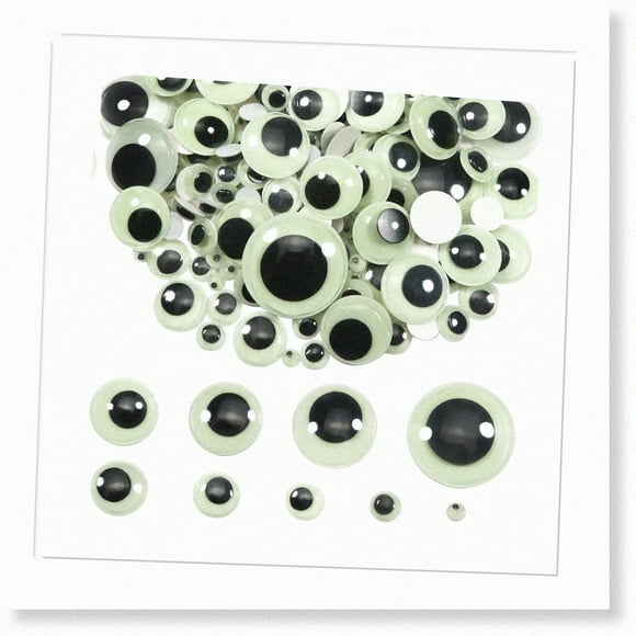 GlowWiggle: 500pcs Luminous Self-Adhesive Googly Stickers - Assorted Sizes. Perfect for DIY, Scrapbooking & Decor!