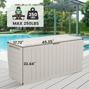 Seizeen Outdoor Storage Box, 75Gal Resin Deck Box for Cushions/Pool Accessories, Waterproof Patio Storage Bench for Indoor Garden Poolside, Max Weight Capacity 450lbs, Beige