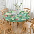 thumbnail image 3 of Backed Round Tablecloth with Desert Style and Southwestern Succulent Prints, Waterproof and Stain-Resistant Vinyl Table Cover with Elastic Edge for Secure Fit and Table Protection, 3 of 7