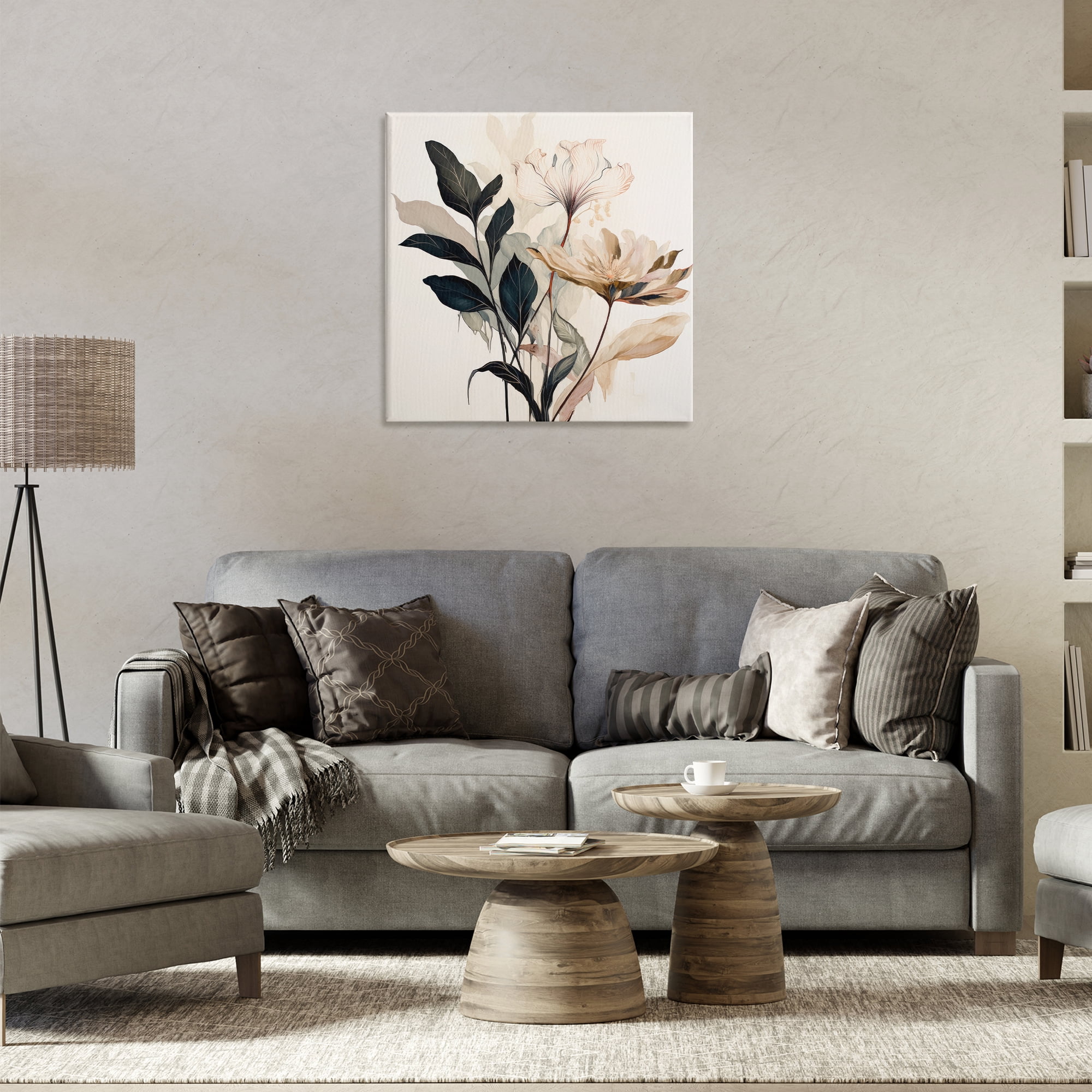 Stupell Industries Leaf Sprig & Flower Plants & Flowers Painting Wrapped Canvas Art Print Wall Art, 24 x 24