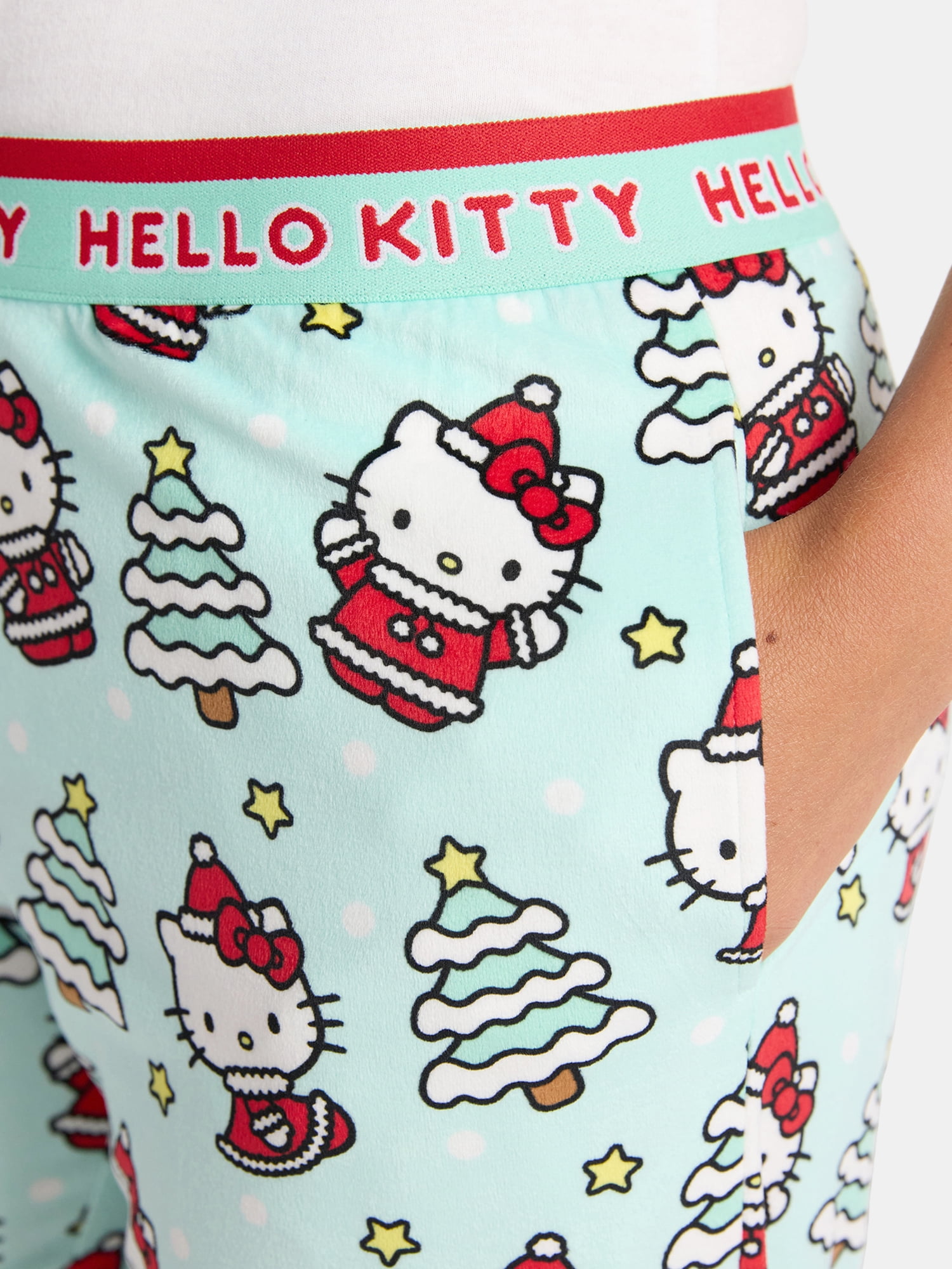 Hello Kitty Women's and Women's Plus Christmas Print Velour Sleep Pants, Sizes XS-3X