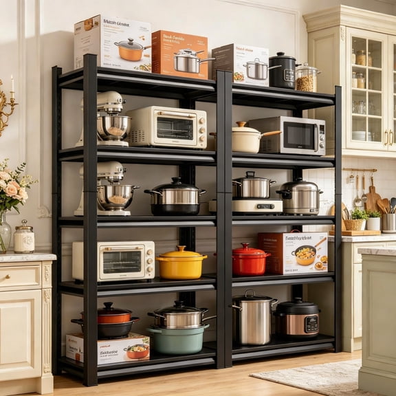 72" H Garage shelving 3000LBS Storage Shelves 5-Tier Adjustable Metal shelving Unit heavy duty storage rack For Shop Warehouse Industrial Pantry Basement Kitchen(18" D x 40" W x 72" H),Black