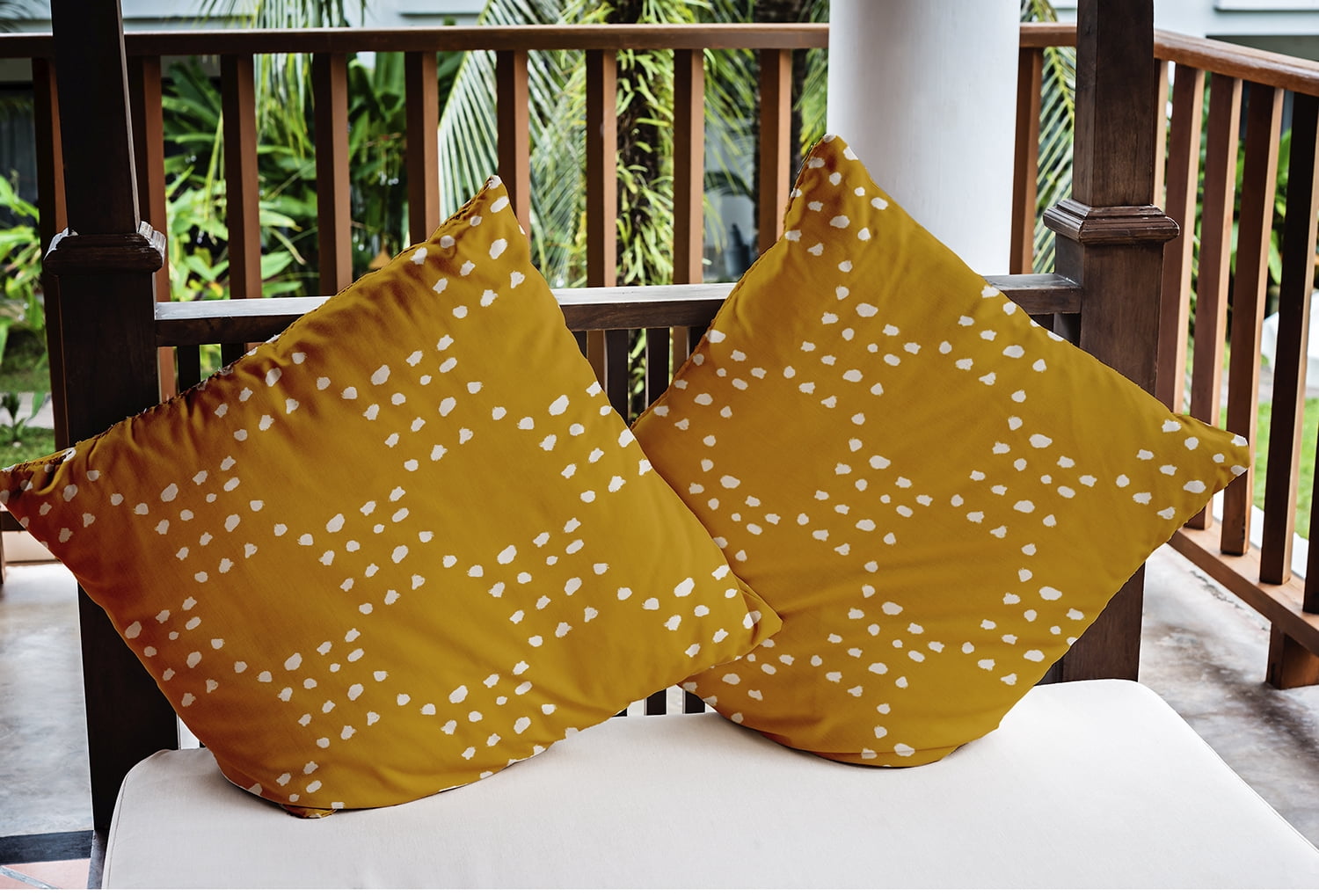 20" x 20" Simply Daisy Stitched Dots Polyester Indoor/Outdoor Pillow, Autumn Gold Qty 1