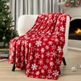 thumbnail image 2 of Beautynvta Christmas Blanket, White Snowflake Printed Throw Blanket,Soft Warm Lightweight Flannel Blanket for Couch Sofa Bed Camping Festival Gift Decor, 51.2''x39.4'', Red, 2 of 6