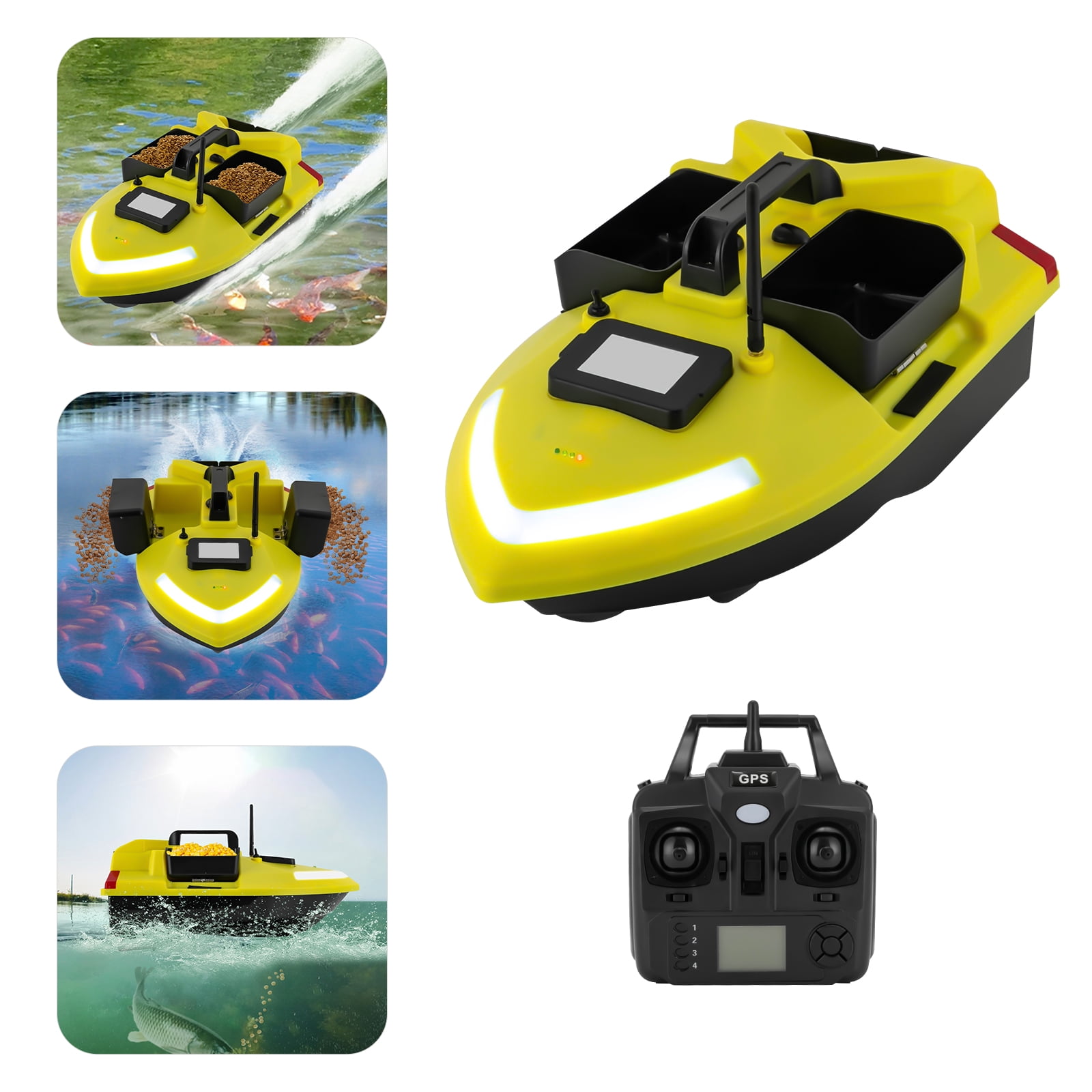 Wildnix GPS Controlled Fishing Bait Boat with Dual Motors, 1640.42ft Remote Control Distance, Automatic Return, 5200mAh Battery, Waterproof