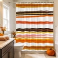 thumbnail image 2 of Orange Black Striped Shower Curtain, Waterproof Shower Curtains for Bathroom, Watercolor Vintage Stripes Washable Fabric Bathtub Curtain Set Bath Decor with 12 Hooks Extra Long 72"x96", 2 of 8