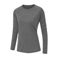 thumbnail image 6 of Women's Autumn Fitness Top with Thumbholes, Slim Fit Yoga Long Sleeve Shirt, Running Training Workout Top for Gym Exercise Athletic Wear Grey M, 6 of 7