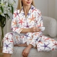thumbnail image 6 of Honeii Starfish 1 print Women's Pajama Sets Long Sleeve Button Down Sleepwear Nightwear Soft Pjs Lounge Sets-Large, 6 of 7