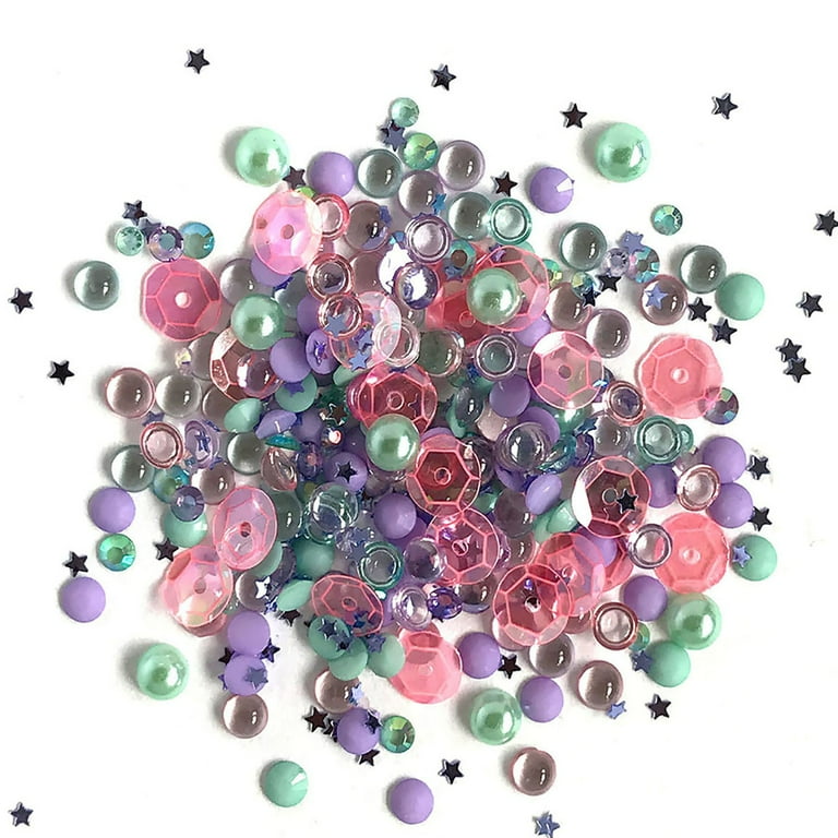 Buttons Galore Sparkletz Embellishments, Iridescent Diamonds, Half Pearls, Sequins & Seed Beads for Crafts, Scrapbooks, Card Making & Shaker