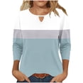 thumbnail image 2 of Timegard Hauts pour Femmes Manches 3/4 Col Trou de Serrure Blouse Décontractée Tunique Mode, 2 of 6