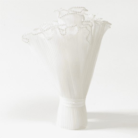 Flower Wrapping Mesh Paper Pearl Edge Bouquet Packaging Paper Wrinkled Translucent for Wedding Decor Florist Supplies Wedding Festival Gifts Packaging,White