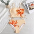thumbnail image 6 of Tfken Girls Teen Swimsuit Set Outfits Summer Swim Beach 2 Piece Swimming Bikini Vest With Trunks Set Swimwear Sleeveless Floral Print Kids Comfortable Bathing Suits Size 9-10 Years Orange, 6 of 9