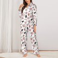 thumbnail image 2 of Xecao Fashion Print Women Pajamas Set Soft Sleepwear Pjs long Sleeve Button Down Nightwear with Long Pants, 2 of 6