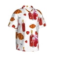 thumbnail image 2 of Hawaiian Shirt For Men, Bread Strawberry Wine Print Red Mens Button Down Short Sleeve Shirt, Summer Beach Shirts For Men, 2 of 2