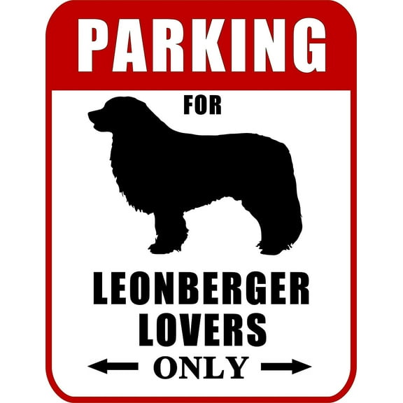 Parking for Leonberger Lovers Only (Red Ver.) 9" W x 11.5" H Laminated Dog Sign