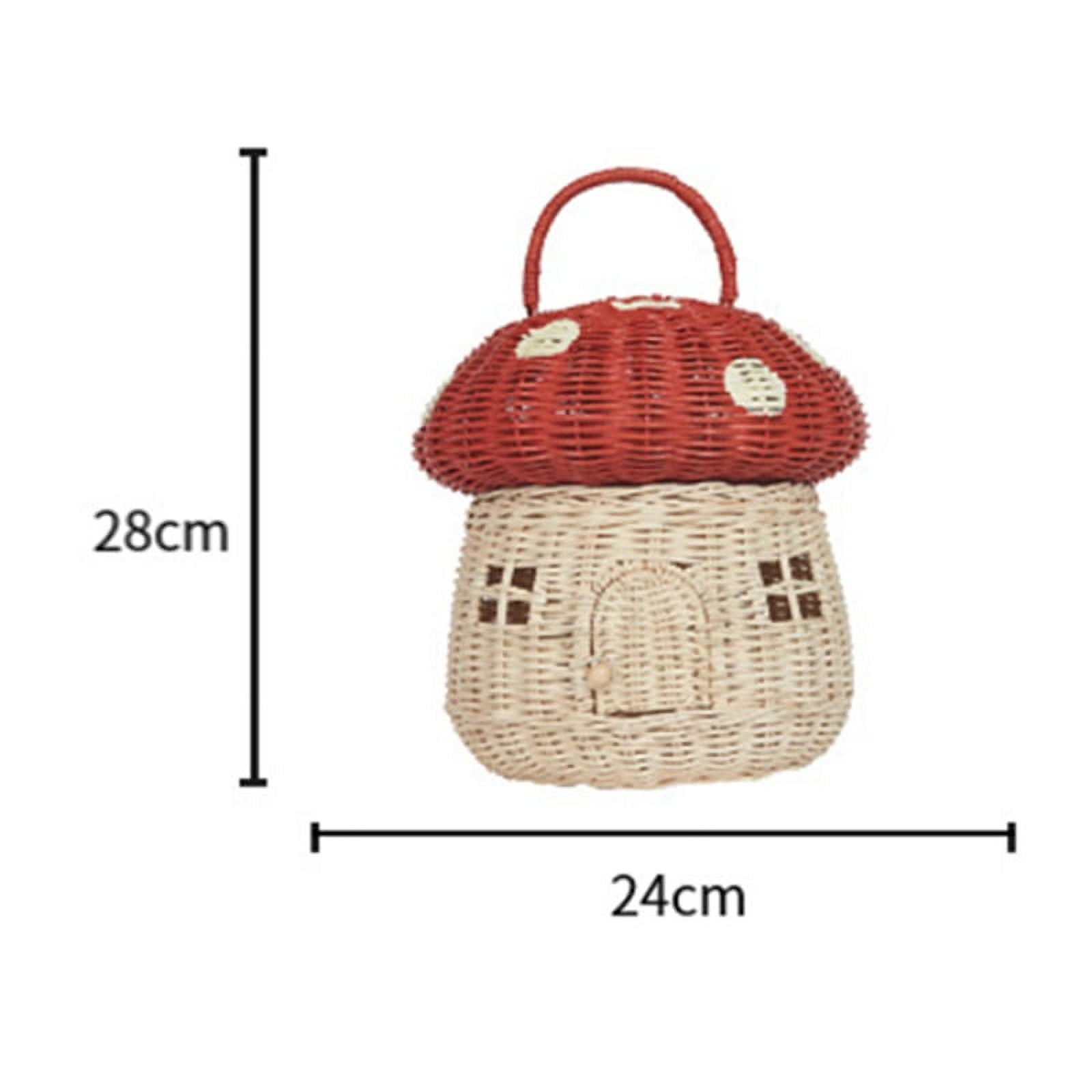 Rattan Mushroom-Shaped Storage Basket- Handmade Handcrafted, Pink