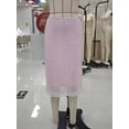 thumbnail image 5 of Pink Sequin Midi Skirt With Lace Trim A-Line Stretch Pencil Skirt, 5 of 7