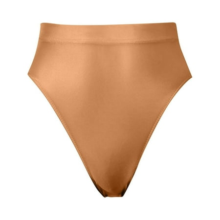 AQUTE Women Panty Plus Size Ultra Thin Shiny High Waist Panties - Comfortable Everyday Wear - Coffee  XL