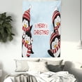 thumbnail image 3 of Christmas Tapestry, New Year Quote Cute Penguins with Hats and Scarf Snowflakes Kids Children Theme, Wall Hanging for Bedroom Living Room Dorm Decor, 40W X 60L Inches, Blue Red, by Ambesonne, 3 of 5