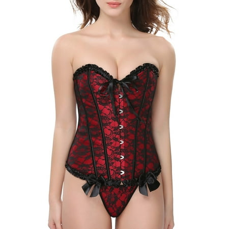Corset Bodysuit for Women Red Lace Bustier for Women Underbust Corset Plus Size