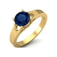 thumbnail image 2 of 925 Sterling Silver Gold Vermeil 6mm Round Blue Sapphire Solitaire Women Valentines Day Gifts Ring, 2 of 4