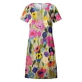 thumbnail image 3 of WILLBEST Vestidos de Algodon para Mujer, Vestido Informal Bohemio de Verano para Playa, Corte A, Cuello Redondo, Manga Corta, Fluido, Cómodo, para Uso Diario, Atuendo de Vacaciones XXXXXGrande, 3 of 3