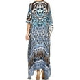 thumbnail image 2 of Sakkas Georgettina Flowy Rhinestone V Neck Long Caftan Dress / Cover Up - Black / White / Turq - One Size, 2 of 5
