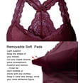 thumbnail image 2 of YIANNA Women Floral Lace Bralette Padded Breathable Sexy Racerback Lace Bra, 2 of 7