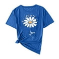 thumbnail image 3 of Ayolanni Blue Casual Blouses for Women Short Sleeve Daisy Crew Neck T-Shirts Ladies Tops and Blouses L, 3 of 3