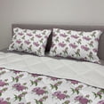 thumbnail image 2 of Floral Comforter & Sham Bedding Set, Rhythmic Romantic Blooming Peony Buds on Plain Background, 3 pcs Duvet Set Microfiber Filling Quilt, 5 Sizes, Pale Pink Fern Green, by Ambesonne, 2 of 4