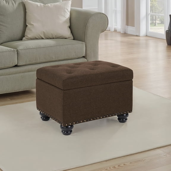 Convenience Concepts Designs4Comfort 5th Avenue Storage Ottoman, Medium Brown Fabric