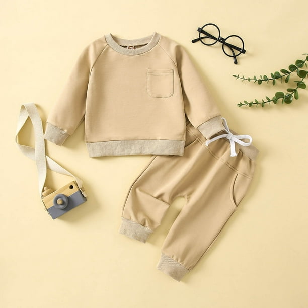 LSLJS Toddler Baby Boys Girls Tracksuit Athletic Sweatsuits Sets Fashion  Cute Solid Color Long Sleeve Warm Pullover Pant Set, Baby Girls' Pant Sets  on Clearance( Beige, 2-3 Years ) 