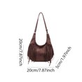 thumbnail image 2 of Crossbody Bags for Women, Women Faux Suede Tassel Handbag Adjustable Strap For Work Travel (Coffee ), 2 of 4