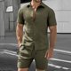thumbnail image 4 of Ceisia Men's Slim Fit Jacquard 2-Piece Set Short Sleeve Button-Down Shirt with Elastic Waist Drawstring Shorts Gifts, 4 of 9