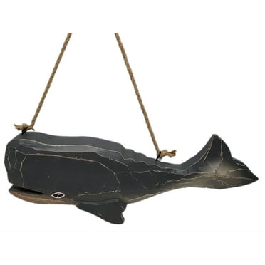 Carved Whale Wall Hanging Plaque 13 Inches