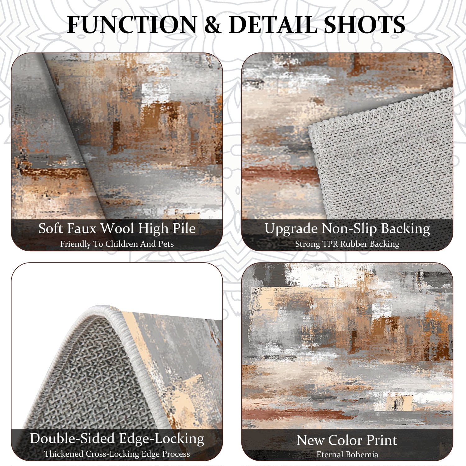 3 Piece Kitchen Rug Set, Non-Slip And Washable, Abstract Pattern Kitchen Hallway Rug, Soft And Comfortable, Suitable For Sinks, Floors, Entrances, Hallways and Bathrooms