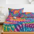 thumbnail image 6 of Queen Size Fitted Sheet Set - Colorful 3 Piece Bedding Sets 16" Deep Pocket Fitted Sheet with 2 Pillowcases, Ethnic Modern Abstract Watercolor Tie-Dye Brushed Microfiber Hotel Luxury Bed Sheets, 6 of 9
