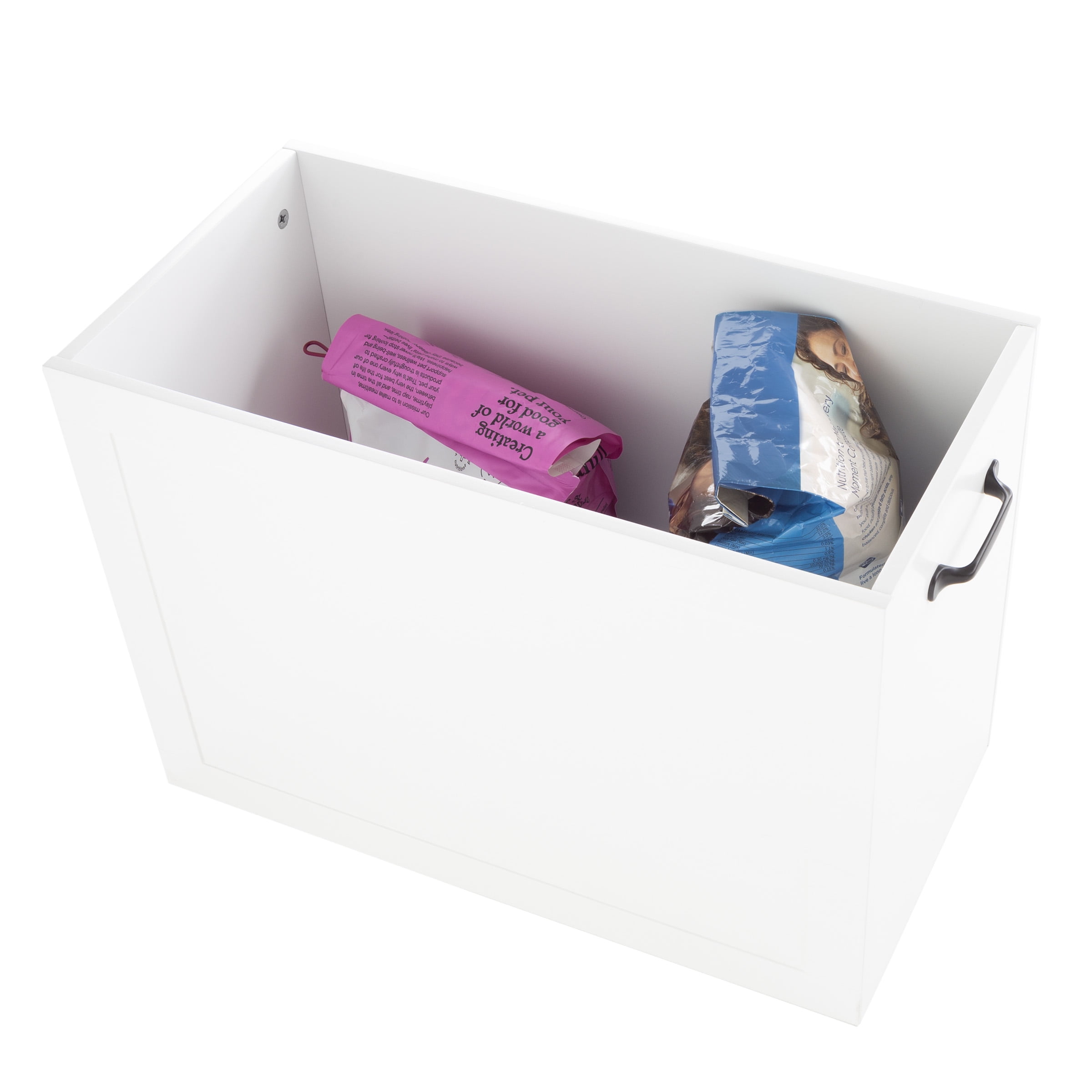 PETMAKER Elevated Dog Bowls with Storage Space for Pet Supplies (White)