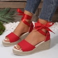 thumbnail image 4 of MKLEKYY Sandalias de Plástico para Mujer, Sandalias de Cuña Con Tiras de Tela A La Moda de Verano para Mujer, Sandalias Ligeras Con Punta Abierta y Boca de Pez, 4 of 4