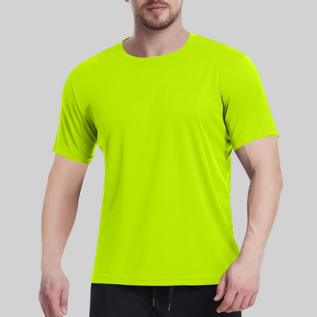 AherBiu T-Shirts à Manches Courtes pour Hommes Col Rond T-Shirts Unis Décontractés d'Été Basiques pour Gym Entraînement