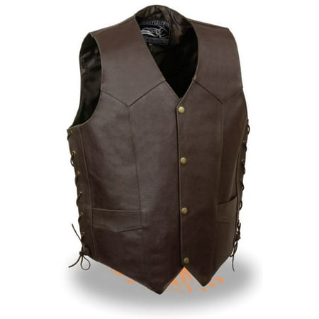 - Milwaukee Leather Event Mens Side Lace Live to Ride Vest w/ Flying Eagle Brown